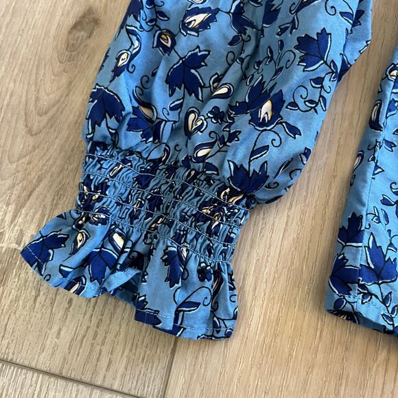 J.Crew Women’s Blue Floral Poplin Blouse Sz Large - Picture 6 of 9